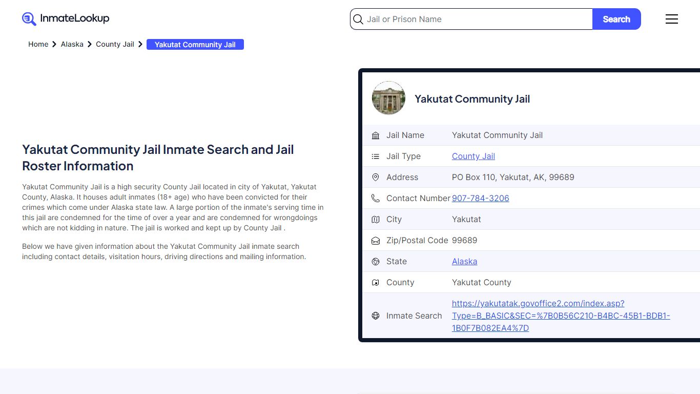 Yakutat Community Jail (AK) Inmate Search Alaska - Inmate Lookup