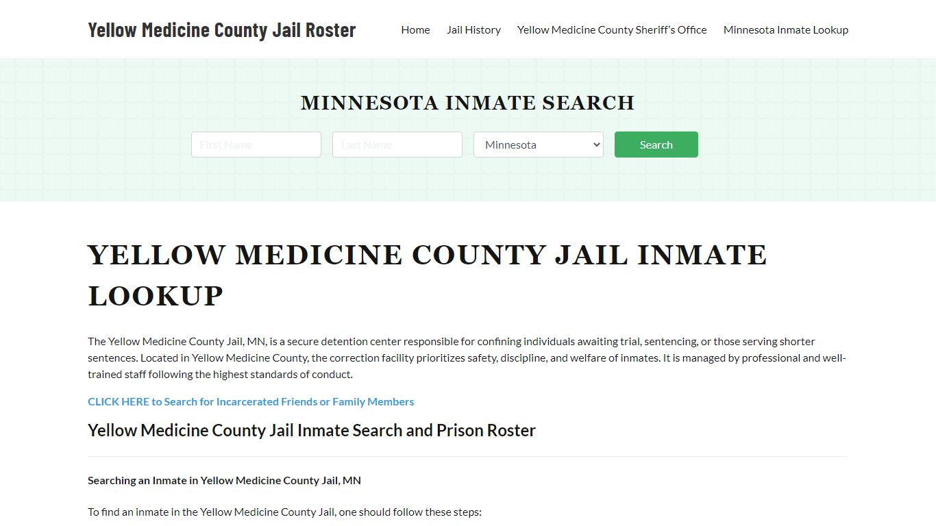 Yellow Medicine County Jail Roster Lookup, MN, Inmate Search