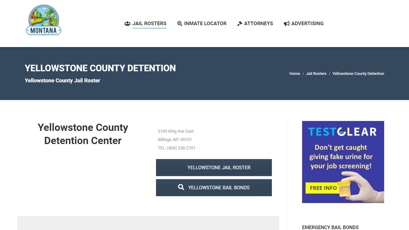 Yellowstone County Detention - MONTANA JAIL ROSTER