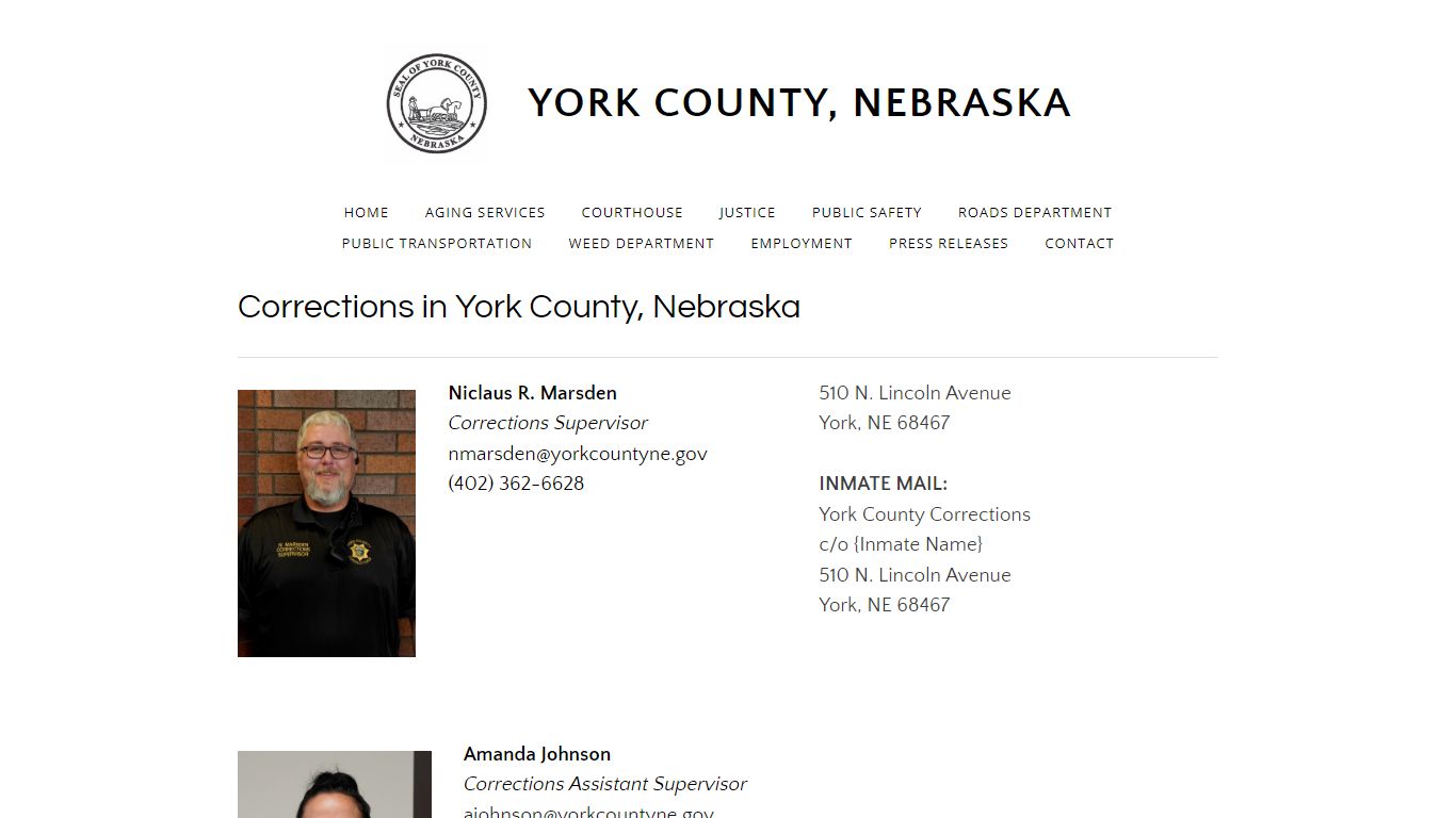 Corrections - YORK COUNTY, NEBRASKA