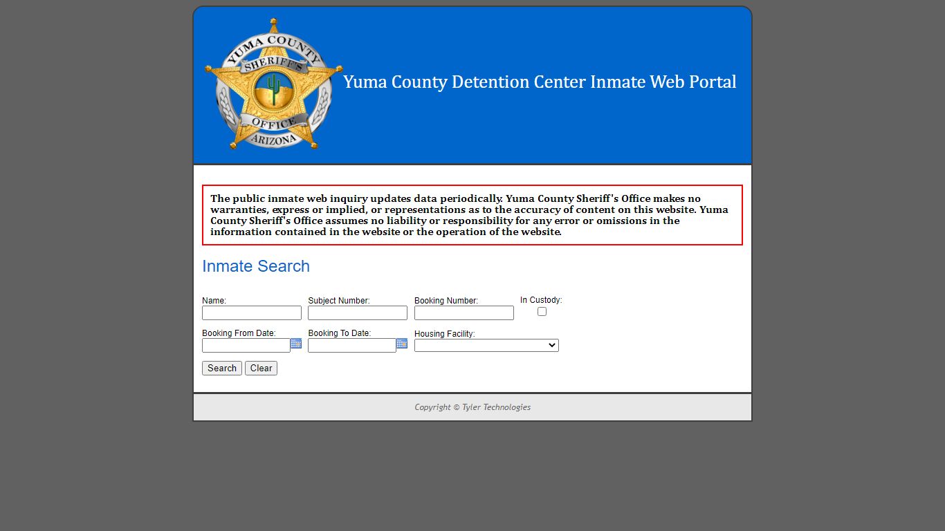 Inmate Search - Yuma County Sheriff